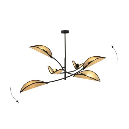 Chandelier on a pole LOTUS 6xE14/10W/230V black/beige