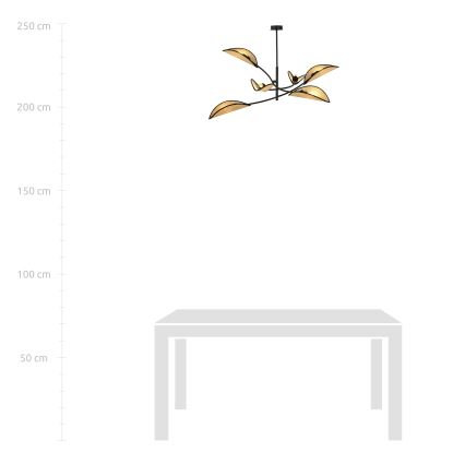 Chandelier on a pole LOTUS 6xE14/10W/230V black/beige