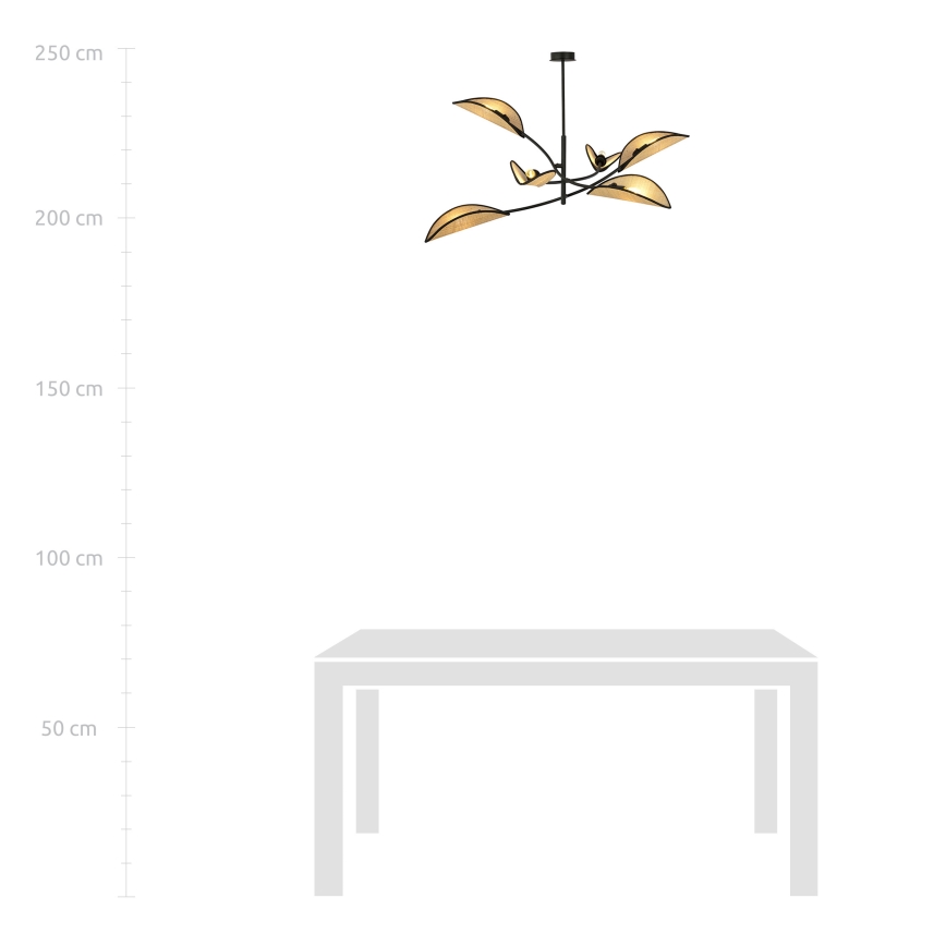 Chandelier on a pole LOTUS 6xE14/10W/230V black/beige