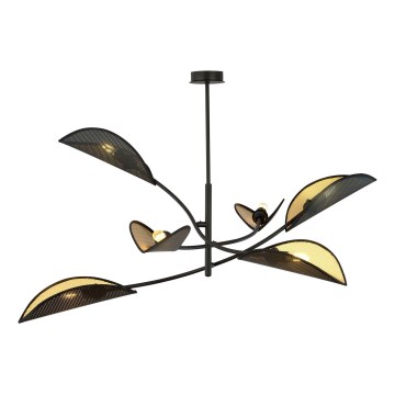 Chandelier on a pole LOTUS 6xE14/10W/230V black/gold