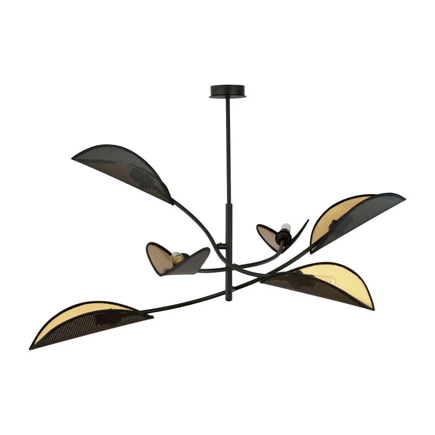 Chandelier on a pole LOTUS 6xE14/10W/230V black/gold