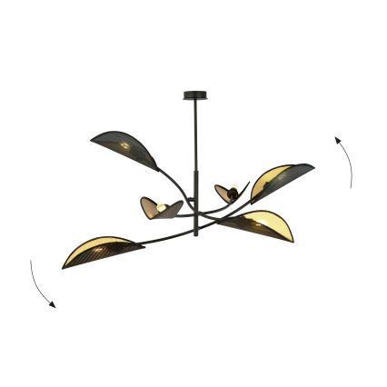 Chandelier on a pole LOTUS 6xE14/10W/230V black/gold