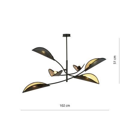 Chandelier on a pole LOTUS 6xE14/10W/230V black/gold