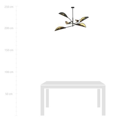 Chandelier on a pole LOTUS 6xE14/10W/230V black/gold