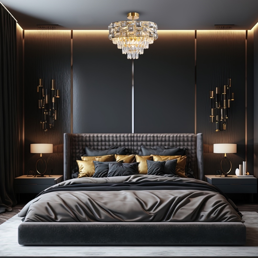Chandelier on a pole LUXURIA 9xE14/40W/230V gold