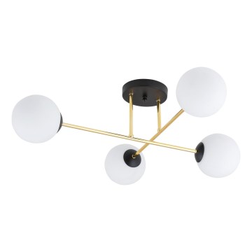 Chandelier on a pole MAGNUM 4xE14/10W/230V white/gold/black