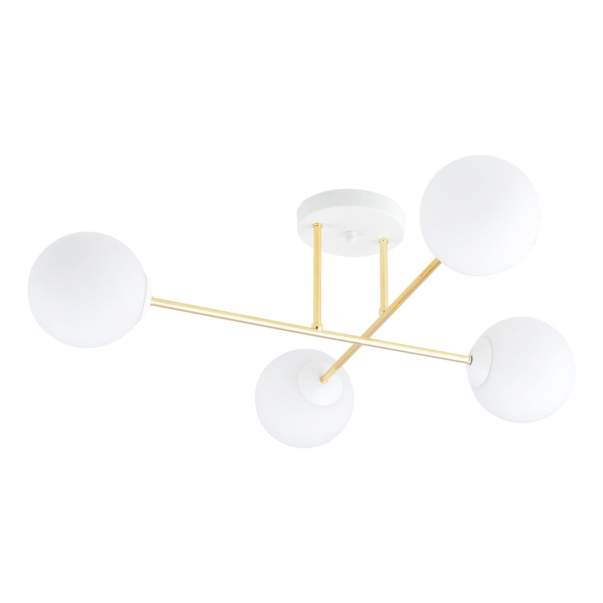 Chandelier on a pole MAGNUM 4xE14/10W/230V white/gold