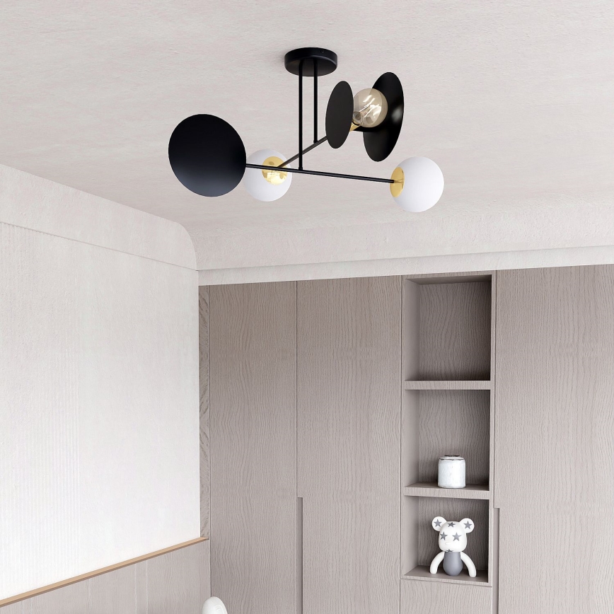 Chandelier on a pole MINERVA 2xE27/15W + 2xE14/10W/230V black