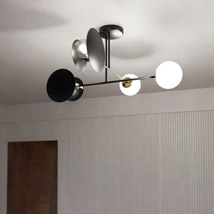 Chandelier on a pole MINERVA 2xE27/15W + 2xE14/10W/230V black