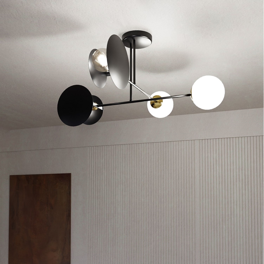 Chandelier on a pole MINERVA 2xE27/15W + 2xE14/10W/230V black