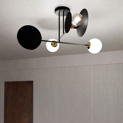 Chandelier on a pole MINERVA 2xE27/15W + 2xE14/10W/230V black