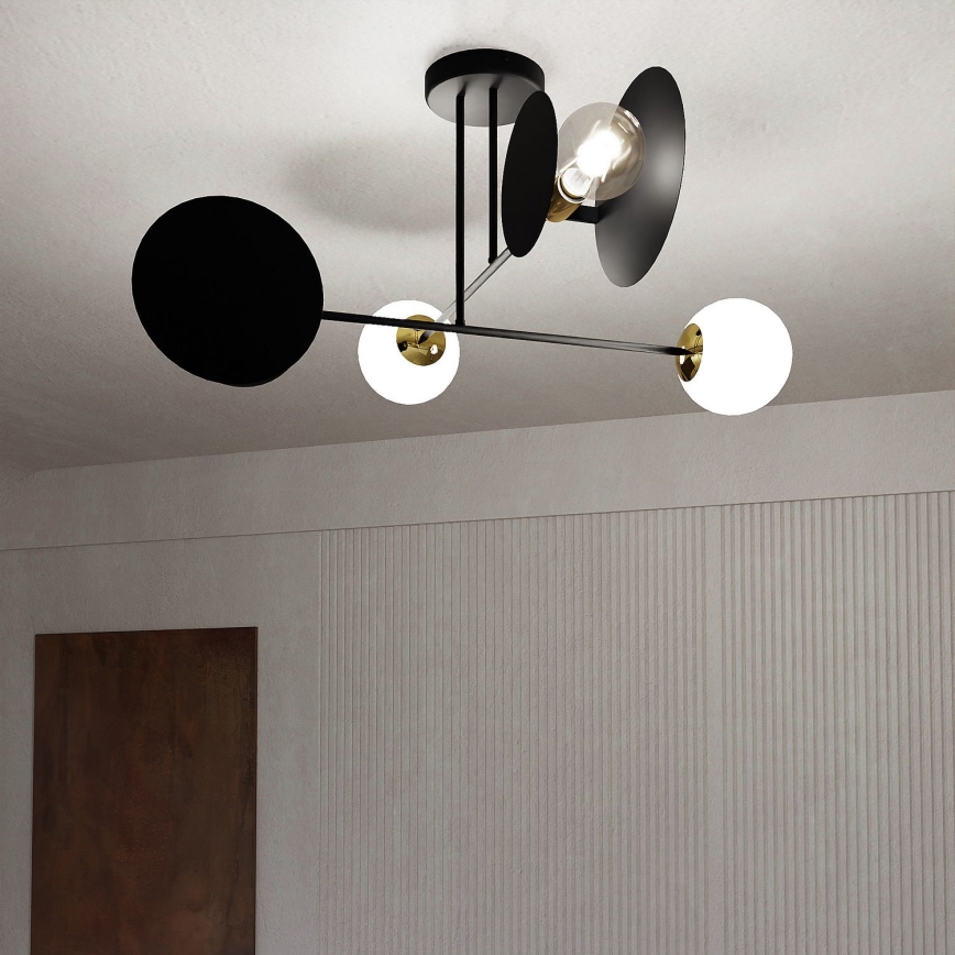 Chandelier on a pole MINERVA 2xE27/15W + 2xE14/10W/230V black