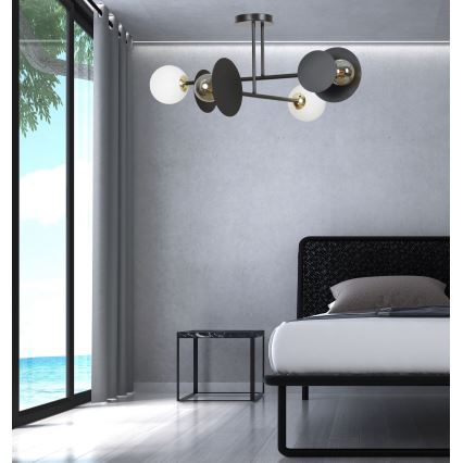 Chandelier on a pole MINERVA 2xE27/15W + 2xE14/10W/230V black
