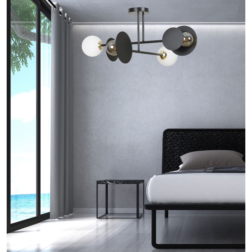 Chandelier on a pole MINERVA 2xE27/15W + 2xE14/10W/230V black