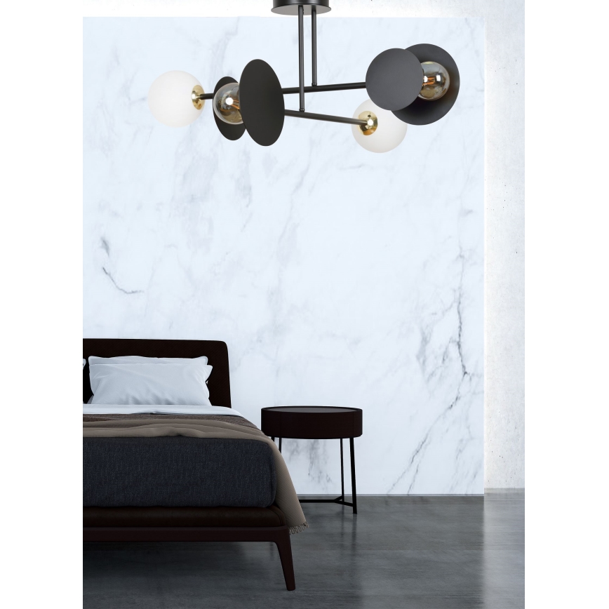 Chandelier on a pole MINERVA 2xE27/15W + 2xE14/10W/230V black
