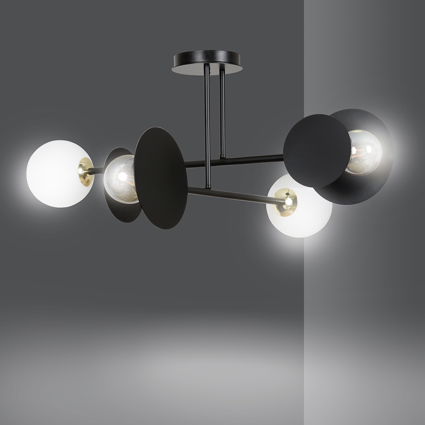 Chandelier on a pole MINERVA 2xE27/15W + 2xE14/10W/230V black