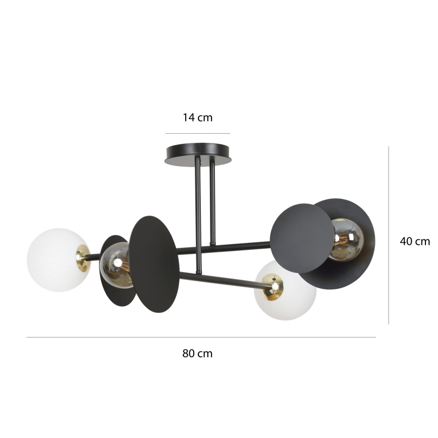 Chandelier on a pole MINERVA 2xE27/15W + 2xE14/10W/230V black