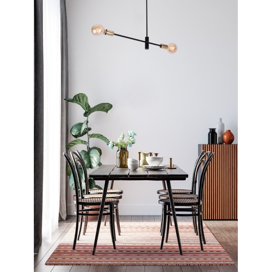 Chandelier on a pole ONYX 2xE27/60W/230V black/gold