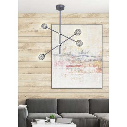 Chandelier on a pole PAKSOS 6xG9/5W/230V black