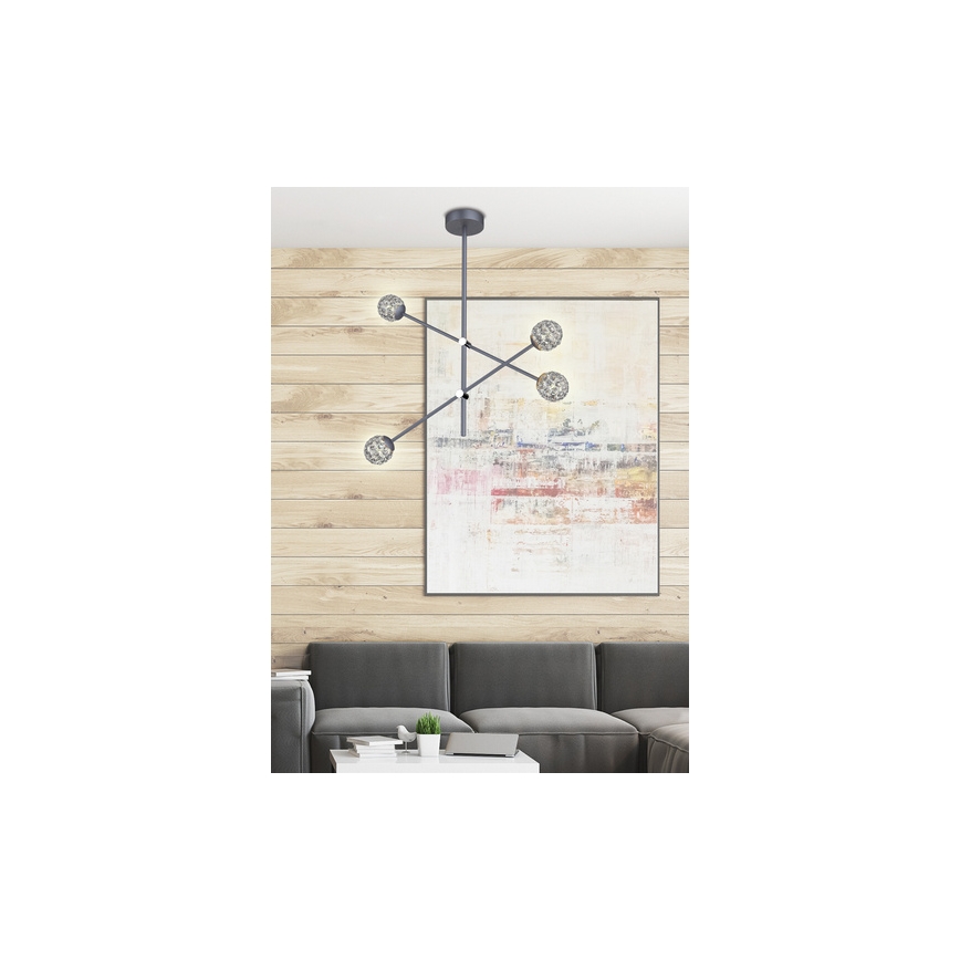 Chandelier on a pole PAKSOS 6xG9/5W/230V black