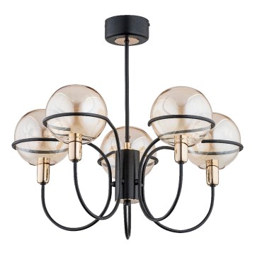 Chandelier on a pole PETRA 5xE14/10W/230V black/gold