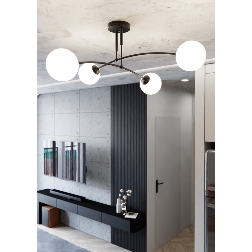 Chandelier on a pole PREGOS 4xE14/10W/230V black