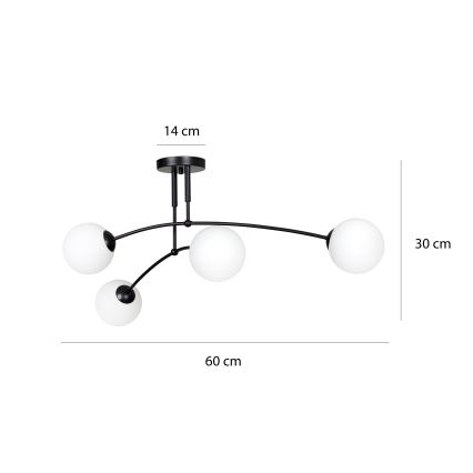 Chandelier on a pole PREGOS 4xE14/10W/230V black