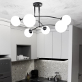 Chandelier on a pole PREGOS 6xE14/10W/230V black/white