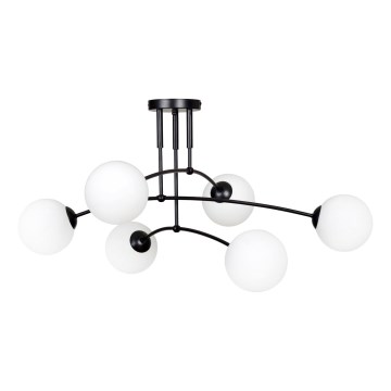 Chandelier on a pole PREGOS 6xE14/10W/230V black/white