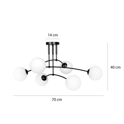 Chandelier on a pole PREGOS 6xE14/10W/230V black/white