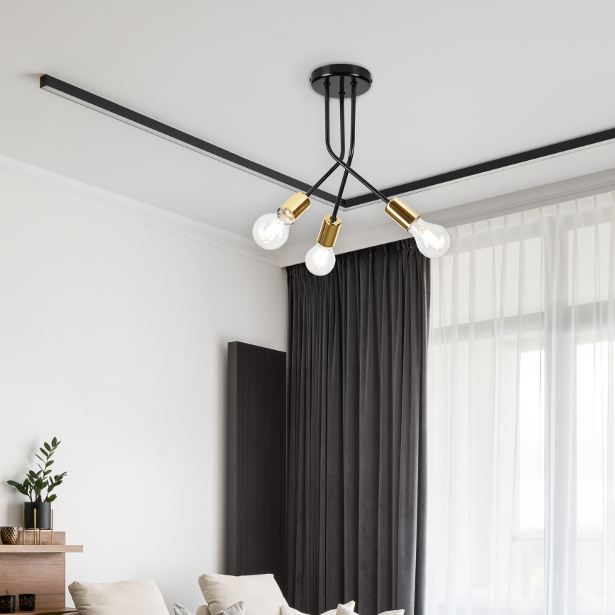 Chandelier on a pole PRIYA 3xE27/15W/230V black