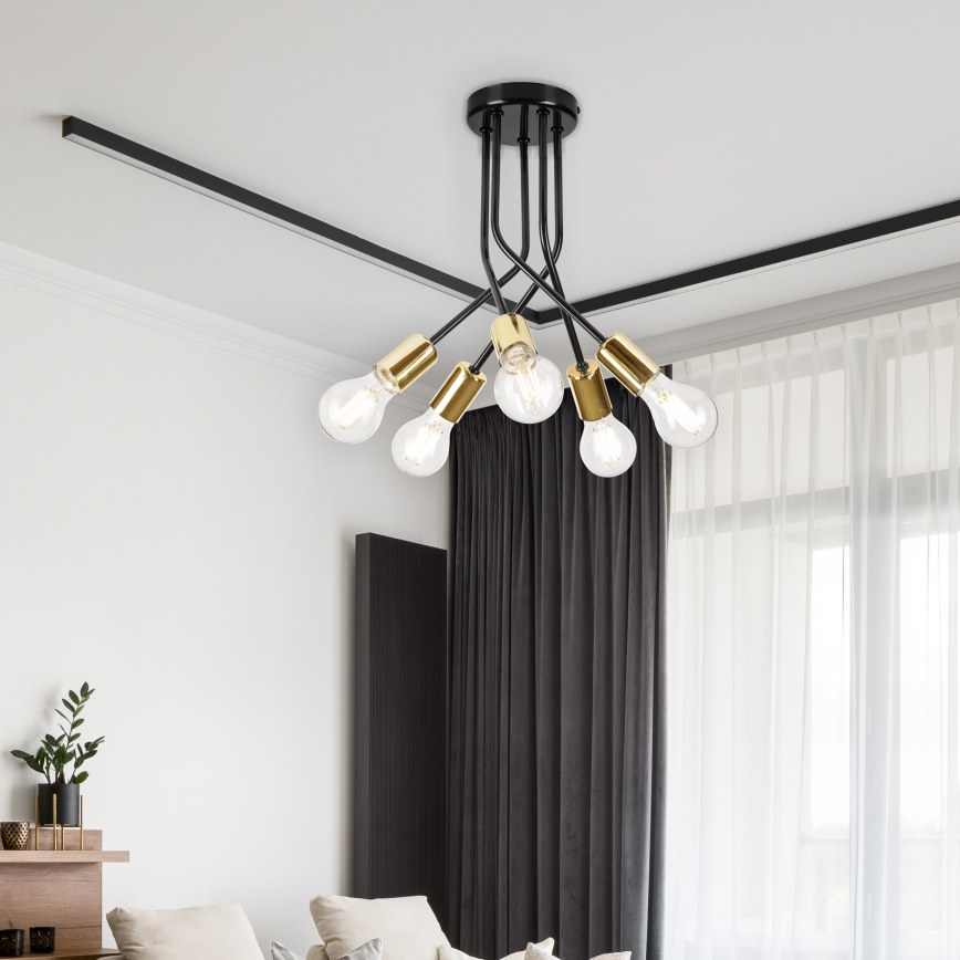 Chandelier on a pole PRIYA 5xE27/15W/230V black
