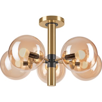 Chandelier on a pole ROLLO 5xE14/5W/230V gold/smoky beige