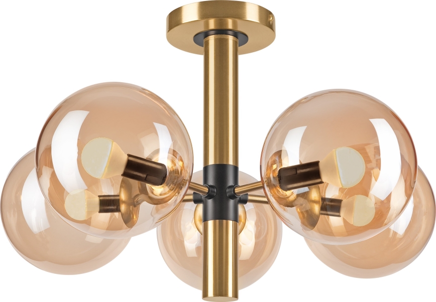 Chandelier on a pole ROLLO 5xE14/5W/230V gold/smoky beige