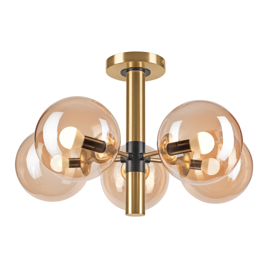 Chandelier on a pole ROLLO 5xE14/5W/230V gold/smoky beige