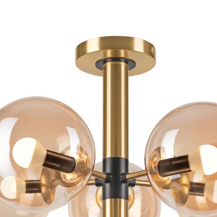 Chandelier on a pole ROLLO 5xE14/5W/230V gold/smoky beige