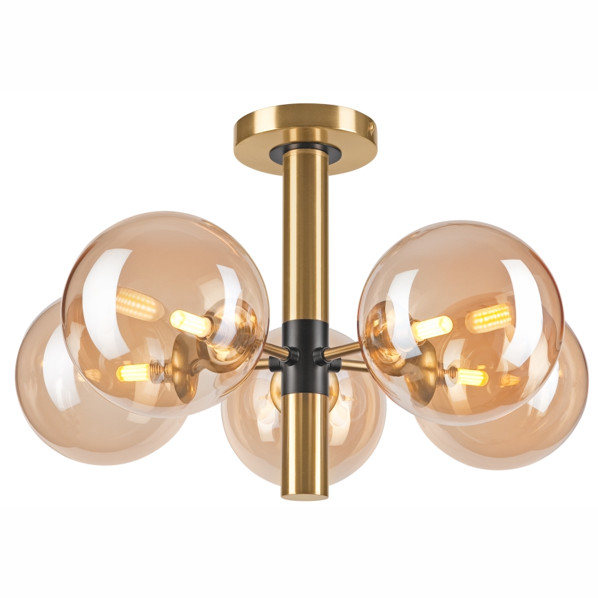 Chandelier on a pole ROLLO 5xG9/5W/230V gold/smoky beige
