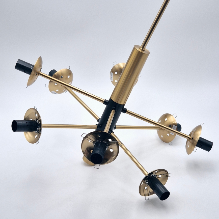 Chandelier on a pole ROLLO 8xE14/5W/230V gold/smoky beige