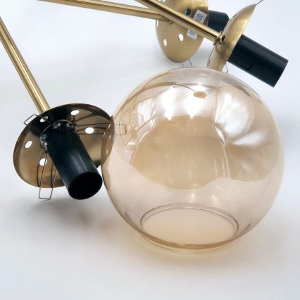 Chandelier on a pole ROLLO 8xE14/5W/230V gold/smoky beige