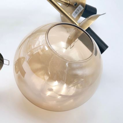 Chandelier on a pole ROLLO 8xE14/5W/230V gold/smoky beige