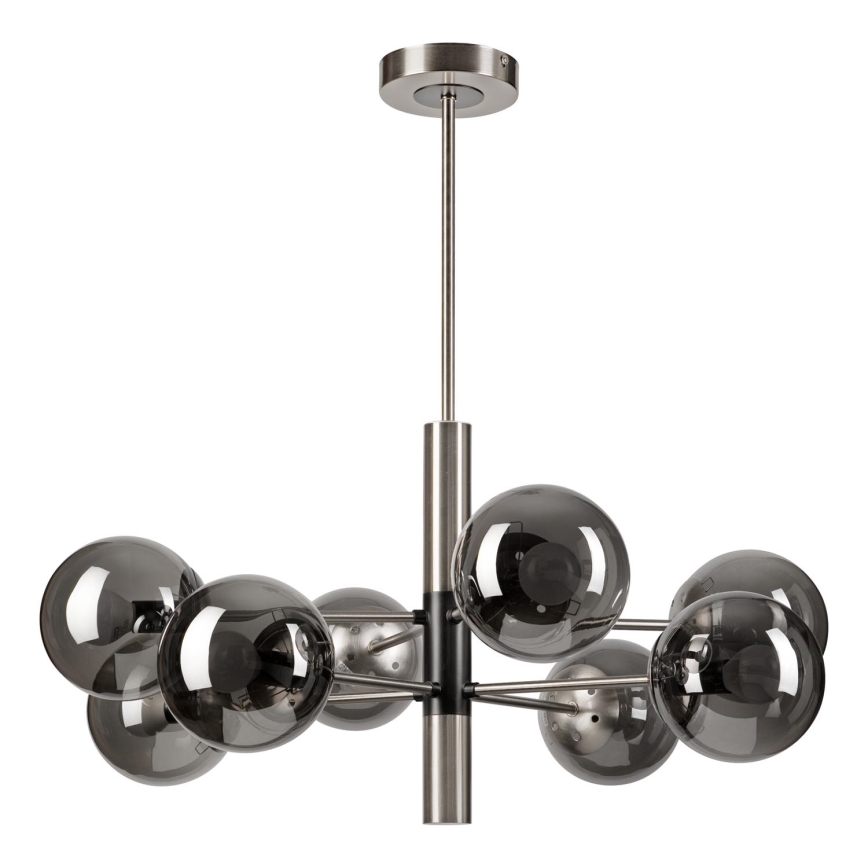 Chandelier on a pole ROLLO 8xE14/5W/230V matte chrome/smoky