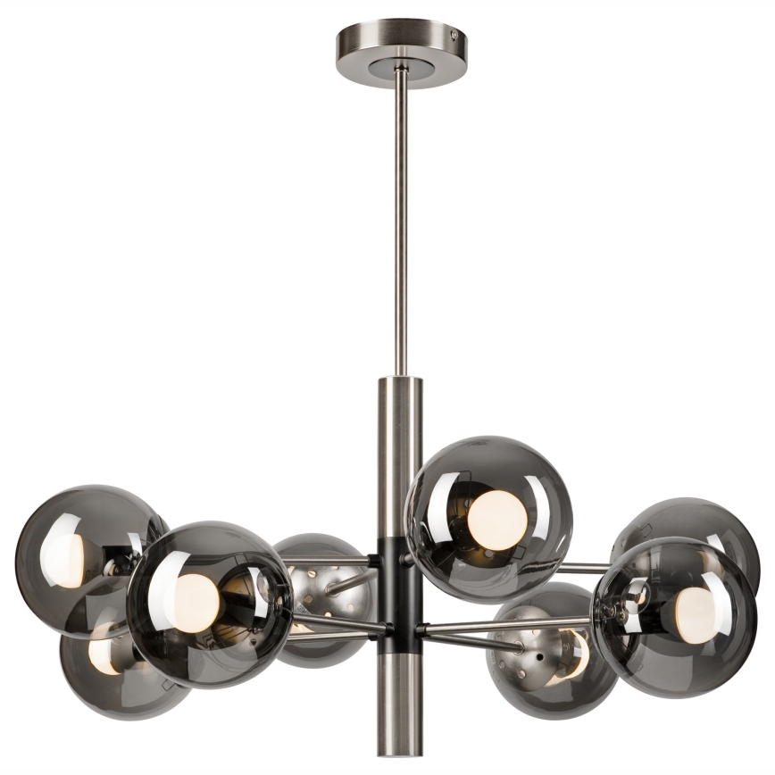 Chandelier on a pole ROLLO 8xE14/5W/230V matte chrome/smoky