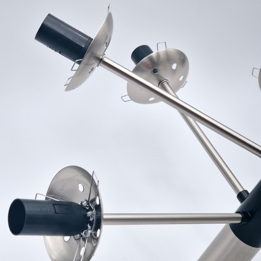 Chandelier on a pole ROLLO 8xE14/5W/230V matte chrome/smoky