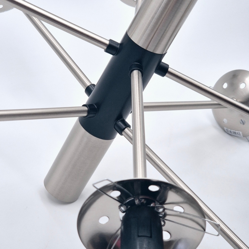 Chandelier on a pole ROLLO 8xE14/5W/230V matte chrome/smoky