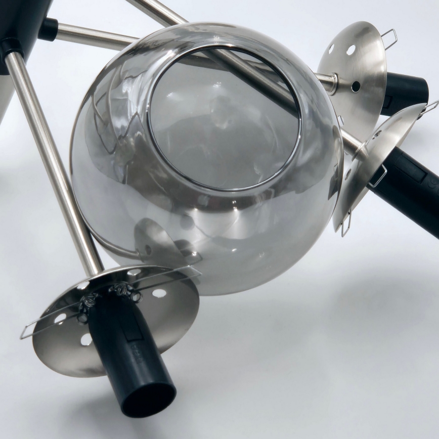 Chandelier on a pole ROLLO 8xE14/5W/230V matte chrome/smoky
