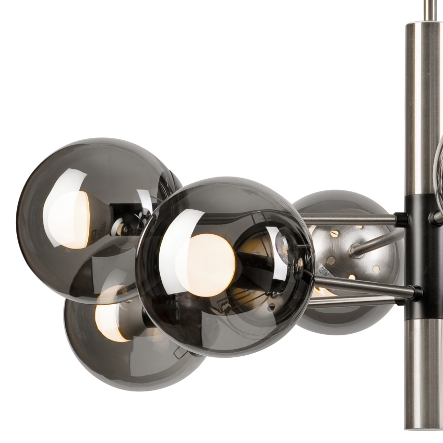 Chandelier on a pole ROLLO 8xE14/5W/230V matte chrome/smoky