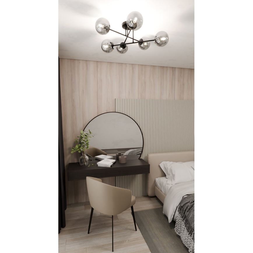 Chandelier on a pole ROMA 6xE14/10W/230V black/smoky