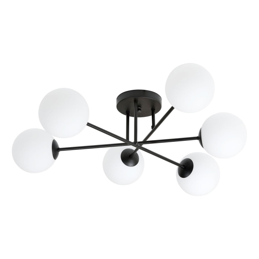 Chandelier on a pole ROMA 6xE14/10W/230V black/white