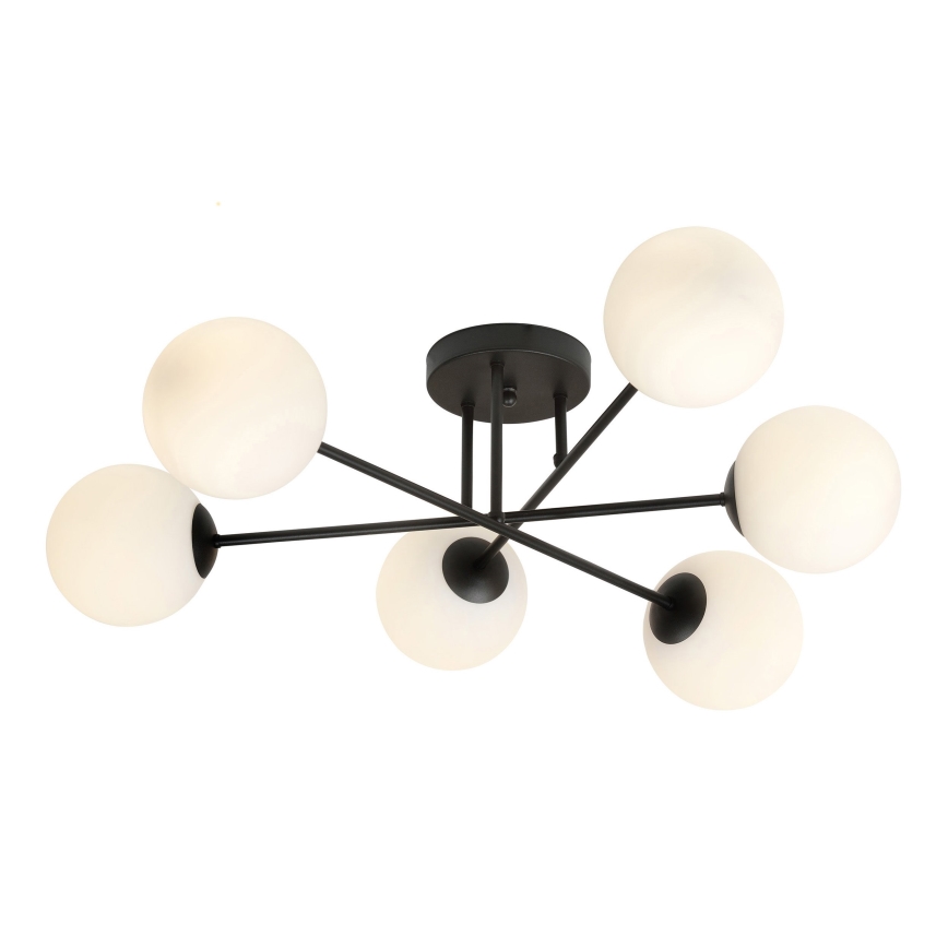 Chandelier on a pole ROMA 6xE14/10W/230V black/white