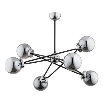 Chandelier on a pole SAGITO 6xE14/10W/230V shiny chrome